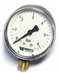 Watts F+R200(MDR) 80/6x1/2 Манометр радиальный / диаметр 80мм, 0-6 бар