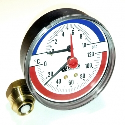 Watts Термоманометр аксиальный F+R818(TMAP) 1/2 x 10 бар / диаметр 80мм