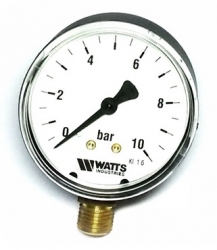 Watts F+R200(MDR) 100/10x1/2 Манометр радиальный / диаметр 100мм. 0-10 бар