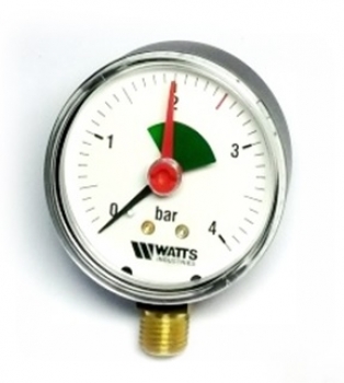 Watts F+R201(MHR) 63/4x1/4 Манометр радиальный с указателем предела / диаметр 63мм. 0-4 бар