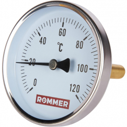 ROMMER Термометр биметаллический DN80мм с погружной гильзой 75мм 1/2