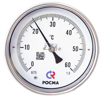 РОСМА БТ-51.211(0-60C)G1/2.64.1,5 Термометр биметаллический 0-60С, 100мм, гильза 64мм, 1/2