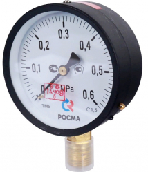 РОСМА ТМ-510Р.00 (0-0,6MPa)М20х1,5.1,5 Манометр с поверкой радиальный 0-6 бар, корпус 100мм, М20х1,5 (метрическая), кл.1,5