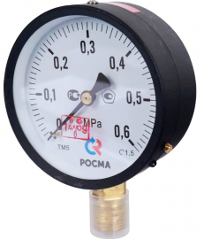 РОСМА ТМ-510Р.00 (0-0,6MPa)М20х1,5.1,5 Манометр с поверкой радиальный 0-6 бар, корпус 100мм, М20х1,5 (метрическая), кл.1,5