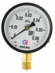 РОСМА ТМ-510Р.00 (0-0,06МРа)М20х1,5.1,5 Манометр с поверкой радиальный 0-0,6 бар, корпус 100мм, М20х1,5 (метрическая), кл.1,5