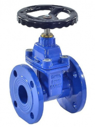 RMCX 107-7367 Задвижка фланцевая 30ч39р Ду80 Ру16, Tmax 120°C, обрезиненный клин с гайкой, невыдвижной шток, чугун с шаровидным графитом GGG50 (аналог МЗВ) черный штурвал