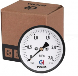 РОСМА ТМ-510Т.00(0-2,5MPa)G1/2.1,5 Манометр с поверкой осевой (аксиальный) 0-2,5МРа, корпус 100мм, 1/2
