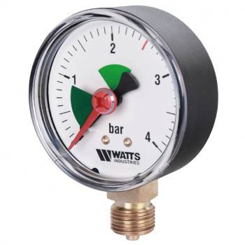 Watts F+R201(MHR) 63/4x3/8 Манометр радиальный с указателем предела 0-4 бар, диаметр 63мм, 3/8