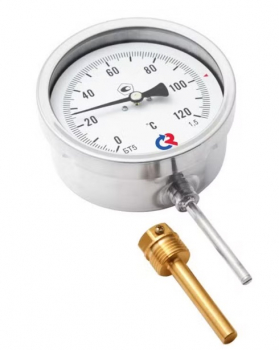 РОСМА БТ-52.211(0-160С)M20x1,5.150.1,5 Термометр биметаллический радиальный 0-160C, корпус 100мм, шток 150мм (с защитной гильзой), М20х1,5 (метрическая) снизу, кл.1,5