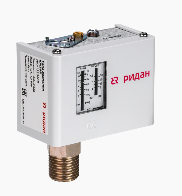 Ридан 060-132566R Реле давления KPI 35R -0,2...8 бар, дифференциал 0,4-1,5 бар, G 1/2