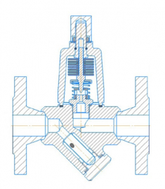 АДЛ СТИМАКС В34R.25.015.Ф/Ф Конденсатоотводчик биметаллический с регулировкой температуры DN15 (фланец) PN40, нерж. сталь, Tmax 300С, перепад dP 25 бар