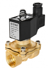 STOUT SSV-0010-220020 Клапан двухпозиционный электромагнитный (соленоидный) прямого действия нормально закрытый НЗ, 220В, G3/4, EPDM
