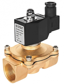 STOUT SSV-0010-220025 Клапан двухпозиционный электромагнитный (соленоидный) прямого действия нормально закрытый НЗ, 220В, G1, EPDM