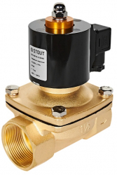 STOUT SSV-0010-220040 Клапан двухпозиционный электромагнитный (соленоидный) прямого действия нормально закрытый НЗ, 220В, G1 1/2, EPDM