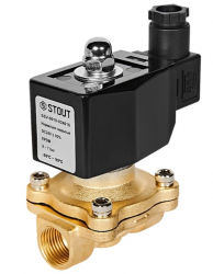 STOUT SSV-0010-024015 Клапан двухпозиционный электромагнитный (соленоидный) прямого действия нормально закрытый НЗ, 24В, G1/2, EPDM