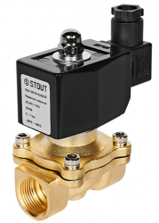 STOUT SSV-0010-024020 Клапан двухпозиционный электромагнитный (соленоидный) прямого действия нормально закрытый НЗ, 24В, G3/4, EPDM