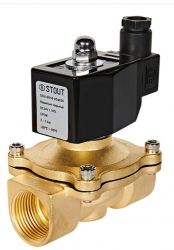STOUT SSV-0010-024025 Клапан двухпозиционный электромагнитный (соленоидный) прямого действия нормально закрытый НЗ, 24В, G1, EPDM