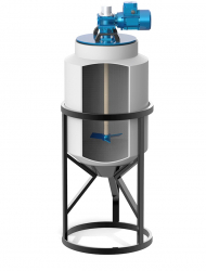 Полимер Групп Емкость К 100 с конусным дном (полный слив, белая) с лопастной мешалкой, в обрешетке