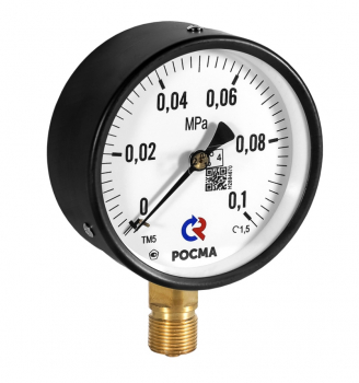 РОСМА ТМ-510Р.00 (0-0,1МРа)G1/2.1,5 Манометр с поверкой радиальный 0-1 бар, корпус 100мм, 1/2