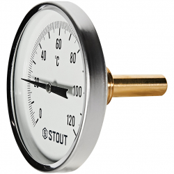 STOUT Термометр биметаллический осевой с погружной гильзой корпус DN80, гильза 50мм , 0-120 град., 1/2
