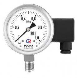 РОСМА ТМС-И-521Р(0-2,5MPa)G1/2.1,0.4-20мА Манометр с поверкой радиальный 0-2,5MPa, корпус 100мм, G1/2