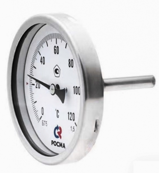 РОСМА БТ-51.220(0-120С)G1/2.64.1,5 Термометр биметаллический коррозионностойкий 100мм, 0-120С, шток 64мм, G1/2