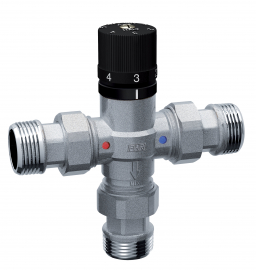 FAR TermoFAR FA 3956 12VR Термостатический смеситель с обратными клапанами на подводящих патрубках 30-65C, 1/2