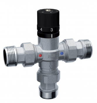 FAR TermoFAR FA 3956 12VR Термостатический смеситель с обратными клапанами на подводящих патрубках 30-65C, 1/2