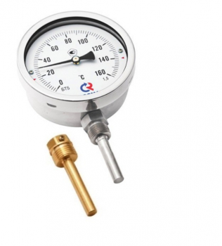 РОСМА БТ-52.211(0-160С)G1/2.46.1,5 Термометр биметаллический радиальный 0-160С, 100мм, шток 46мм (с защитной гильзой), 1/2