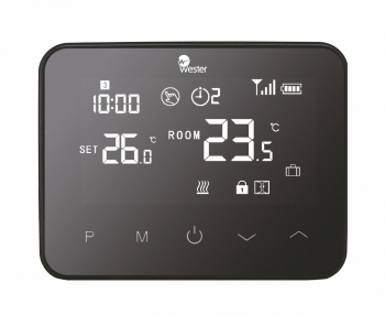 WESTER RT20P Термостат электронный программируемый с ЖК-дисплеем (сенсор, черный), настенный/настольный