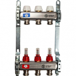 STOUT SMS 0917 000003 Коллектор из нержавеющей стали с расходомерами 3 выхода