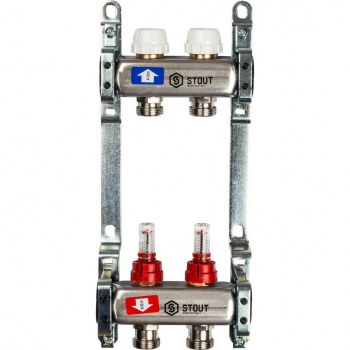 STOUT SMS 0917 000002 Коллектор из нержавеющей стали с расходомерами 2 выхода