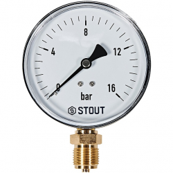 STOUT SIM-1010-101615 Манометр радиальный 0-16 бар, корпус 100мм, 1/2