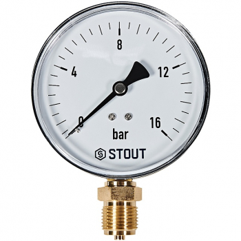 STOUT SIM-1010-101615 Манометр радиальный 0-16 бар, корпус 100мм, 1/2
