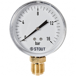 STOUT SIM-1010-801615 Манометр радиальный 0-16 бар, корпус 80мм, 1/2