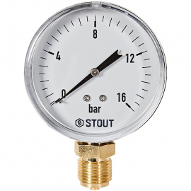 STOUT SIM-1010-801615 Манометр радиальный 0-16 бар, корпус 80мм, 1/2