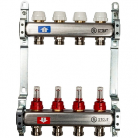 STOUT SMS 0917 000004 Коллектор из нержавеющей стали с расходомерами 4 выхода