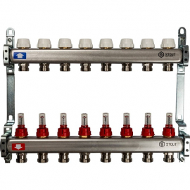 STOUT SMS 0917 000008 Коллектор из нержавеющей стали с расходомерами 8 выходов