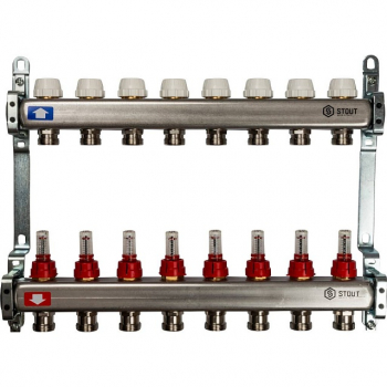 STOUT SMS 0917 000008 Коллектор из нержавеющей стали с расходомерами 8 выходов