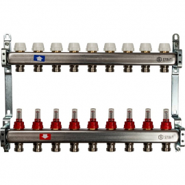 STOUT SMS 0917 000009 Коллектор из нержавеющей стали с расходомерами 9 выходов