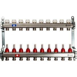 STOUT SMS 0917 000010 Коллектор из нержавеющей стали с расходомерами 10 выходов