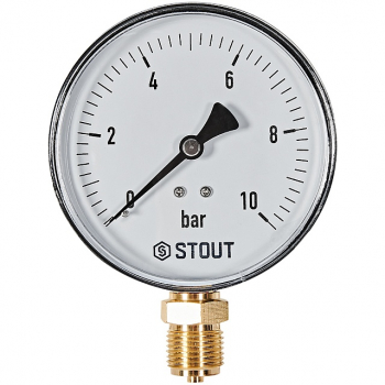 STOUT SIM-1010-101015 Манометр радиальный 0-10 бар, корпус 100мм, 1/2