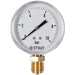 STOUT SIM-1010-801015 Манометр радиальный 0-10 бар, корпус 80мм, 1/2