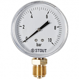 STOUT SIM-1010-801015 Манометр радиальный 0-10 бар, корпус 80мм, 1/2