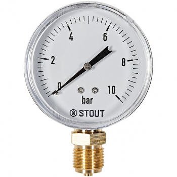 STOUT SIM-1010-801015 Манометр радиальный 0-10 бар, корпус 80мм, 1/2