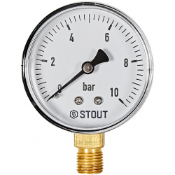 STOUT SIM-1010-631008 Манометр радиальный 0-10 бар, корпус 63мм, 1/4