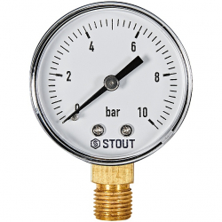 STOUT SIM-1010-501008 Манометр радиальный 0-10 бар, корпус 50мм, 1/4