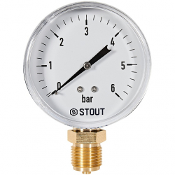 STOUT SIM-1010-800615 Манометр радиальный 0-6 бар, корпус 80мм, 1/2
