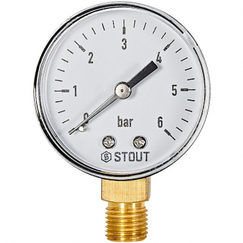 STOUT SIM-1010-500608 Манометр радиальный 0-6 бар, корпус 50мм, 1/4