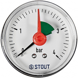 STOUT SIM-1007-500408 Манометр аксиальный с указателем предела 0-4 бар, корпус 50мм, 1/4